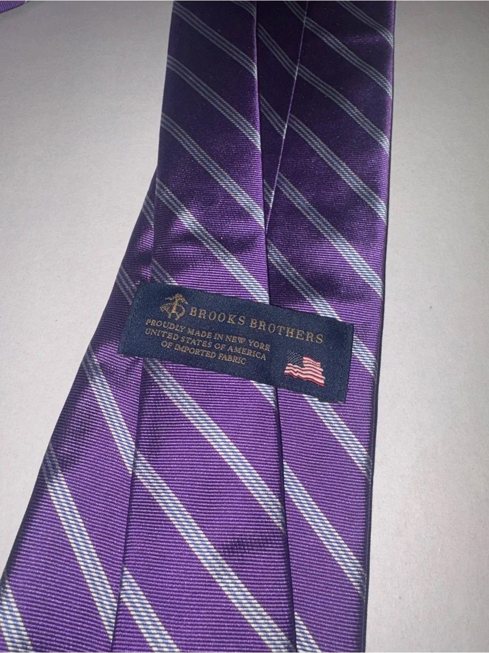 Brooks Brothers USA New York Purple Silver Striped Silk Tie 60
